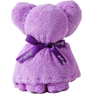 30 x 30 cm Towel Folded into Cute Bear Shape – Purple (with gift bag)