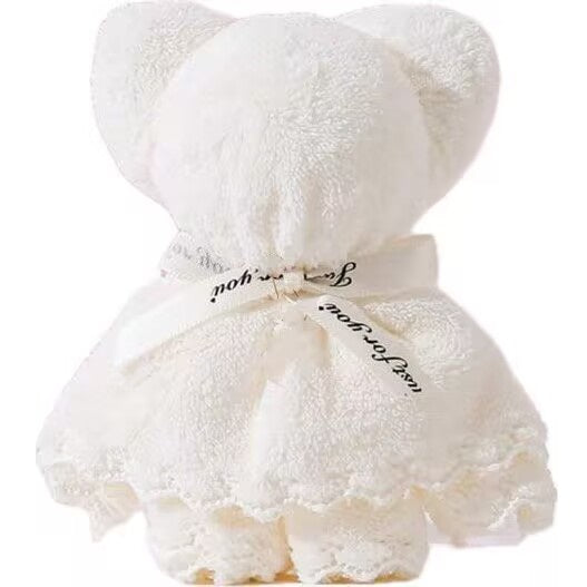 30 x 30 cm Towel Folded into Cute Bear Shape – White (with gift bag)