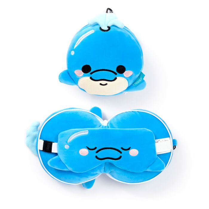Relaxeazzz Travel Pillow & Eye Mask - Blu the Dolphin