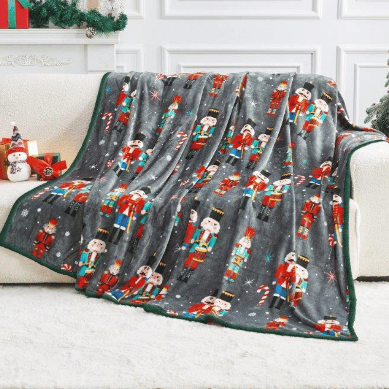 Christmas Flannel Luxury Sherpa Throw - Nutcracker 150x230cm