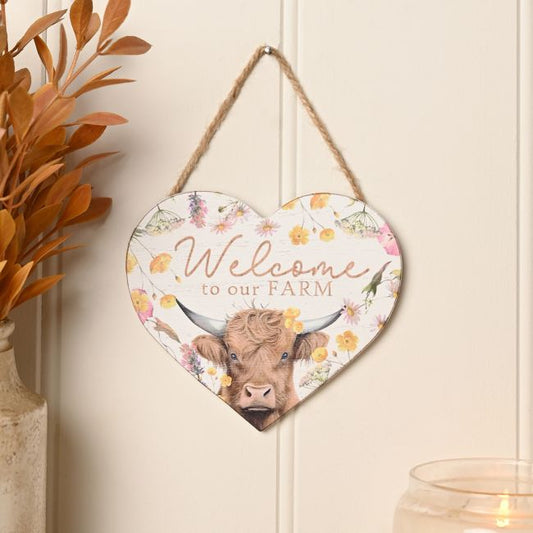 Heart Shaped Plaque - Welcome to our Farm