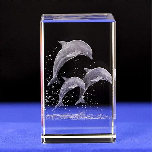 3d laser etched crystal dolphin figurine art (30 * 30 * 40mm)