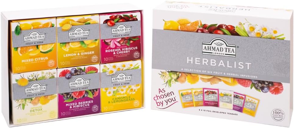 Tea Selection Pack - Fruit and Herbal Infusions Gift Set | 60 Teabag Sachets in 6 Flavours