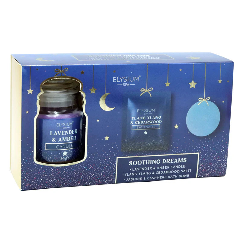 Elysium Spa Soothing Dreams Candle & Bath Set, Aromatherapy Gift