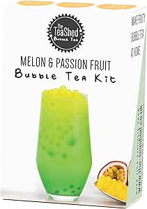 Honeydew Melon Powder, Passion Fruit Popping Boba and Paper Straw