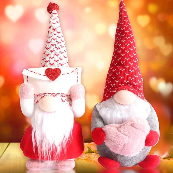 2Pcs Valentines Day Gnome Gonk Decorations Mr. and Mrs.