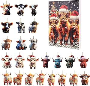 24Pcs Highland Cow Advent Calendar 2025,