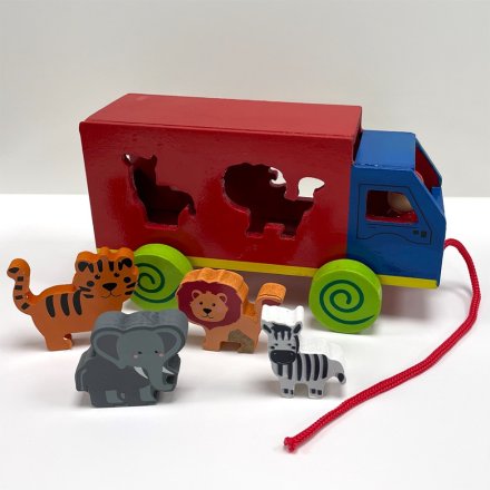 Retro Zoo Pull Along Truck, 20cm