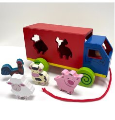 Retro Farm Pull Along Truck, 20cm