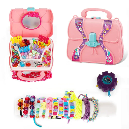 Creative Bracelet Making Kit with Charms for Kids - Perfect Gift for Girls Age 5-12 (Pink)