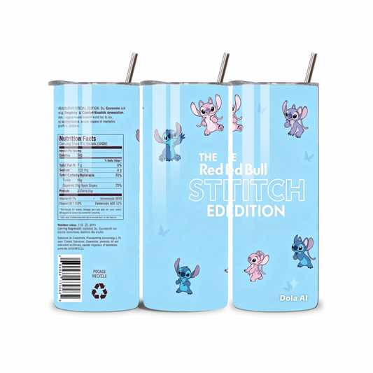 Blue Stitch Red Bull Edition 20oz Skinny Tumbler | Novelty Travel Cup