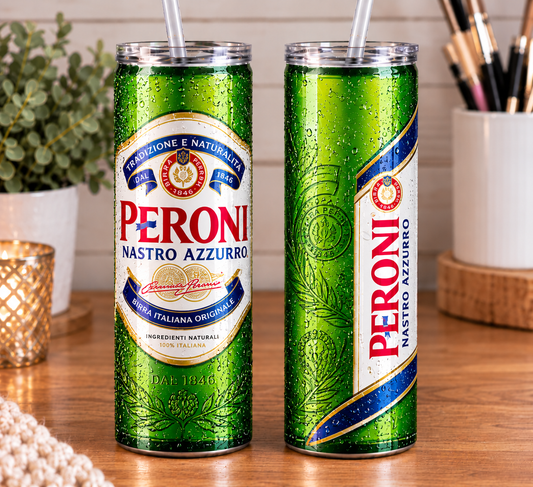Classic Green Peroni Inspired 20oz Skinny Tumbler | Italian Beer Bottle Design | Beer Lover Gift