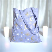 Purple Celestial Print Tote Bag