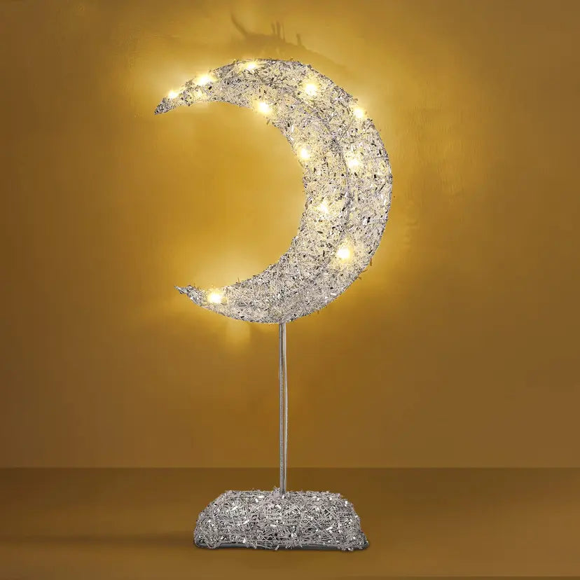 Moon Shape Decorative Table Lamp - Battery Powered LED Crescent Light