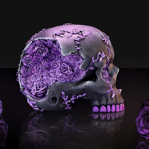 Rose Geode Skull